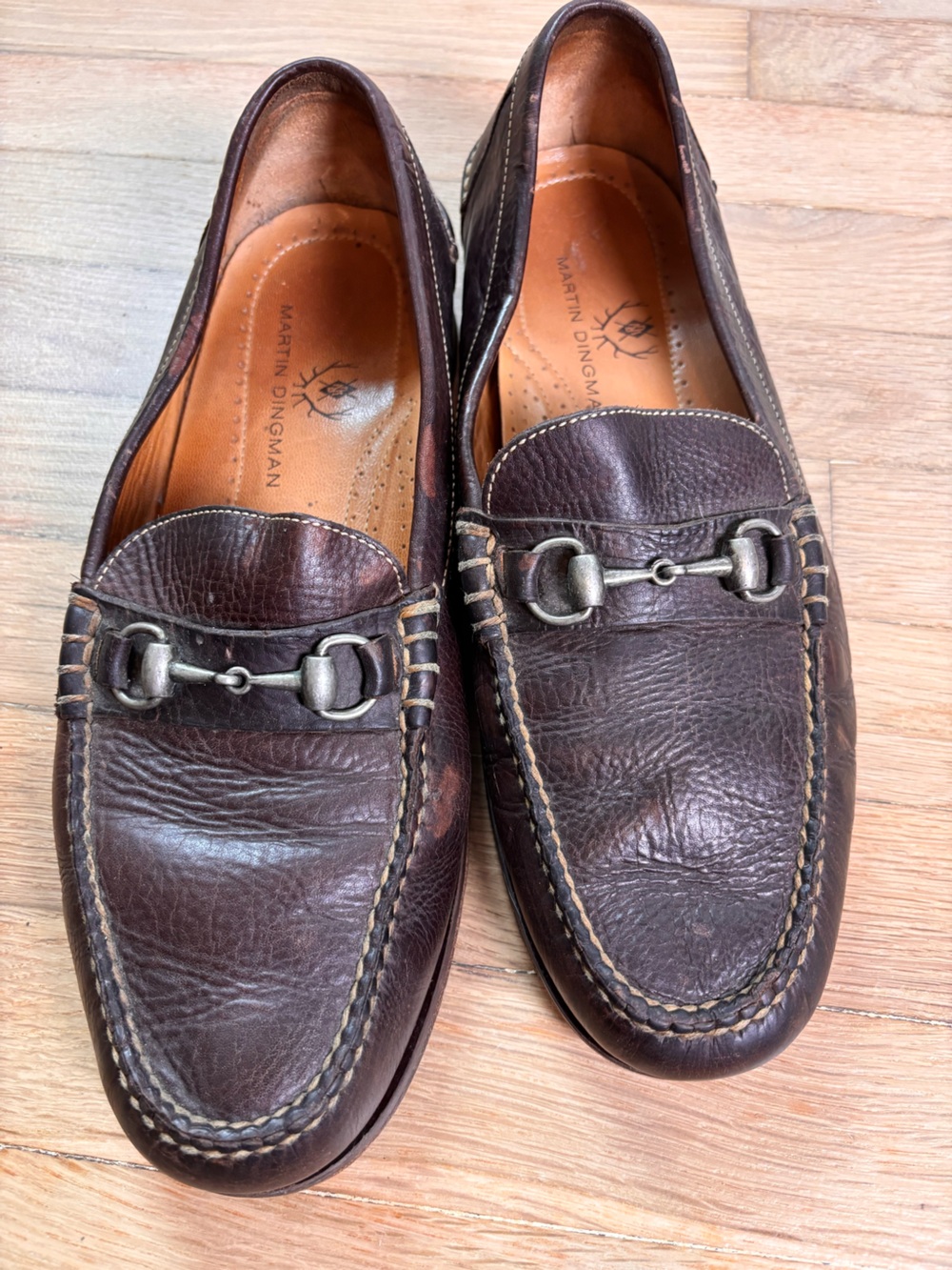 Martin Dingman Brown Pebbled Leather Horsebit Loafers Men’s 11M Made in Brazil